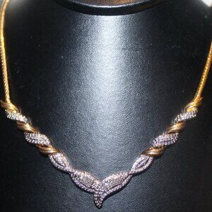 $695 14K Gold Over 925 Sterling Silver Genuine 2 Carat Diamond Chain Necklace.